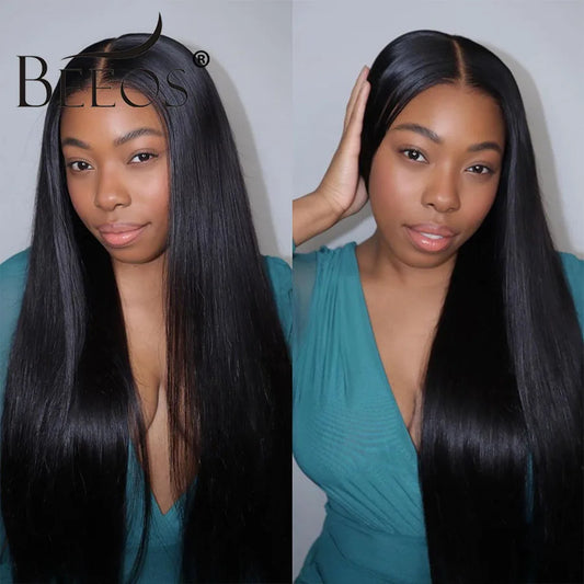 BEEOS U Part Wig 34 inch 100% Wigs Human Hair V Part Bone Straight 250% Density Wigs For Women Brazilian Virgin Hair 34 inch