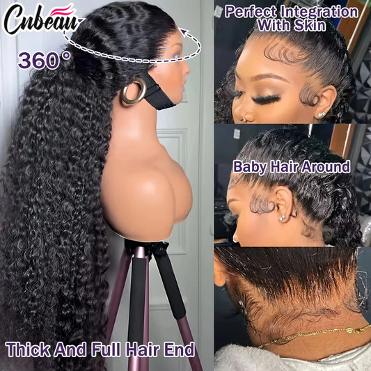 250% 18-36 Inch Invisi Strap 360 Full Lace Wig Water Deep Curly Human Hair Adjustable Drawstring Hd Lace 360 Glueless Wigs