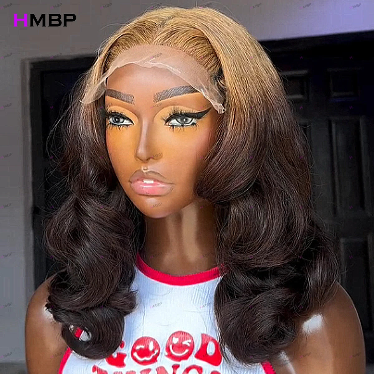 360/13×6 HD Lace Frontal Wig Human Hair P27/4 Color Bouncy Curly Glueless Lace Front Wig Human Hair Ready To Go Preplucked Hair