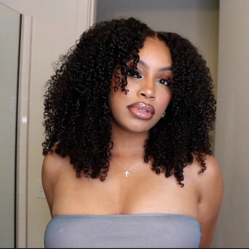 10A 100% Glueless Wigs Human Hair Wigs Ready To Wear Bleached Knots 6x5 Pre Cut HD Transparent Glueless Lace Wigs Kinky Curly