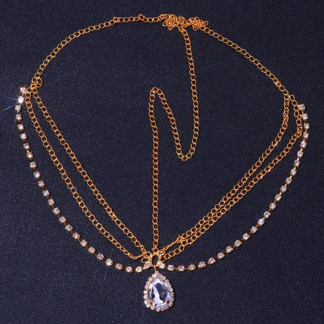 Stonefans Bling Forehead Chain for Women Jewelry Headpiece Rhinestone Chains Crystal Bridal Headwear Luxury Hair Accessories