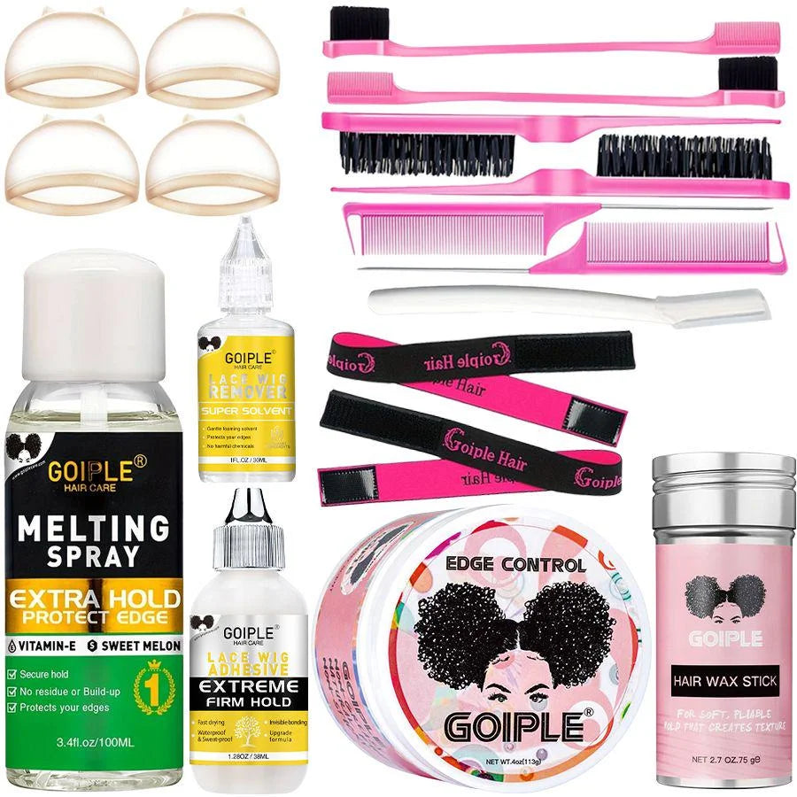Wig Installation Kit Set Waterproof Lace Glue Wig Glue for Install Melting Spray Lace Melting Spray Water-Resistant Wig Glue