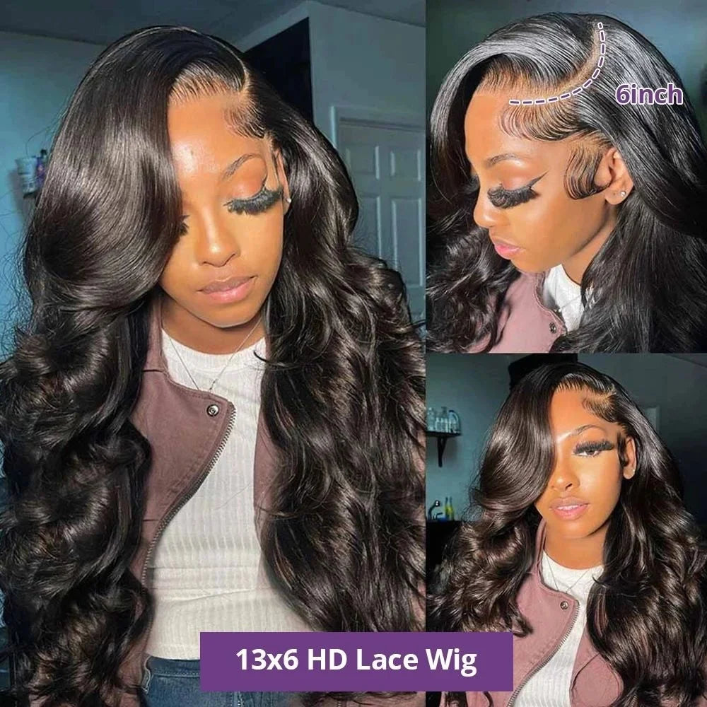 200% Real Density Body Wave 13x6 Hd Lace Frontal Wig Human Hair 30 40 Inch 13x4 Hd Pre Plucked Lace Front Wigs For Women 360