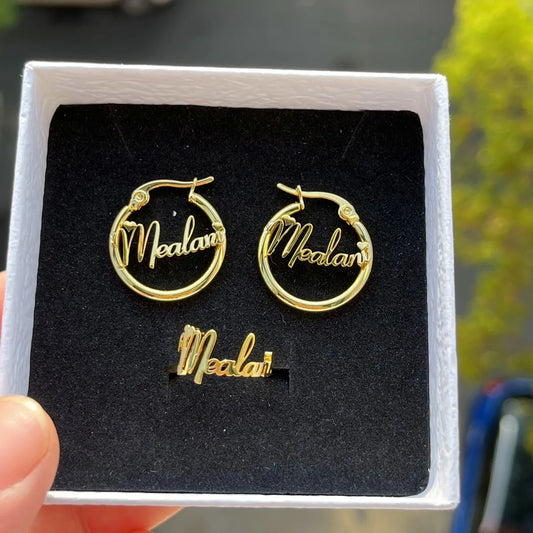 DUOYING Custom Name Jewelry Set For Kids Stainless Steel Nameplate Bracelet 18K Gold Customized Baby Name Necklace