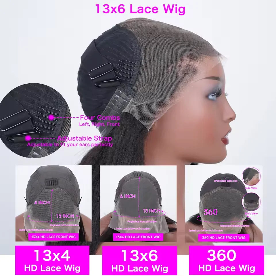 ≥98% Human Hair Bone Straight Lace Front Wig 13x6 HD Lace Glueless Wear and Go Pre Plucked Baby Hair Ship US 3-5 Days For Women