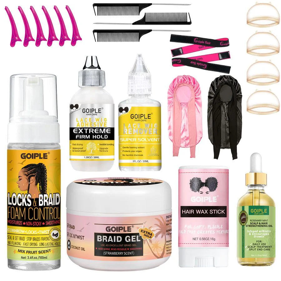 Wig Installation Kit Set Waterproof Lace Glue Wig Glue for Install Melting Spray Lace Melting Spray Water-Resistant Wig Glue