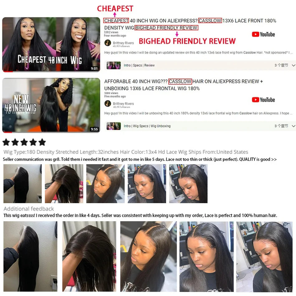 ≥98% Human Hair Bone Straight Lace Front Wig 13x6 HD Lace Glueless Wear and Go Pre Plucked Baby Hair Ship US 3-5 Days For Women