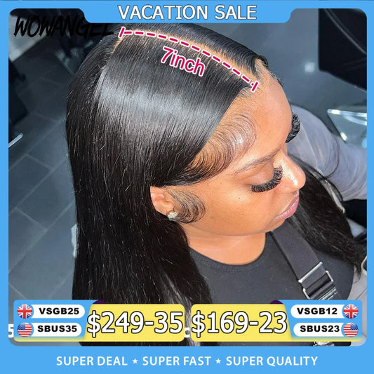 Wow Angel Glueless Wigs 7x7/6x6/5x5 HD Lace Closure Wigs Silk Straight Melt Skins Deep Part Ready to Go Human Hair Wig For Woman