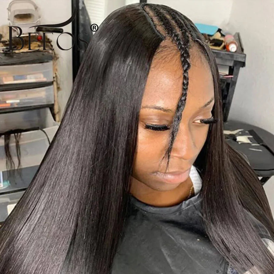BEEOS U Part Wig 34 inch 100% Wigs Human Hair V Part Bone Straight 250% Density Wigs For Women Brazilian Virgin Hair 34 inch
