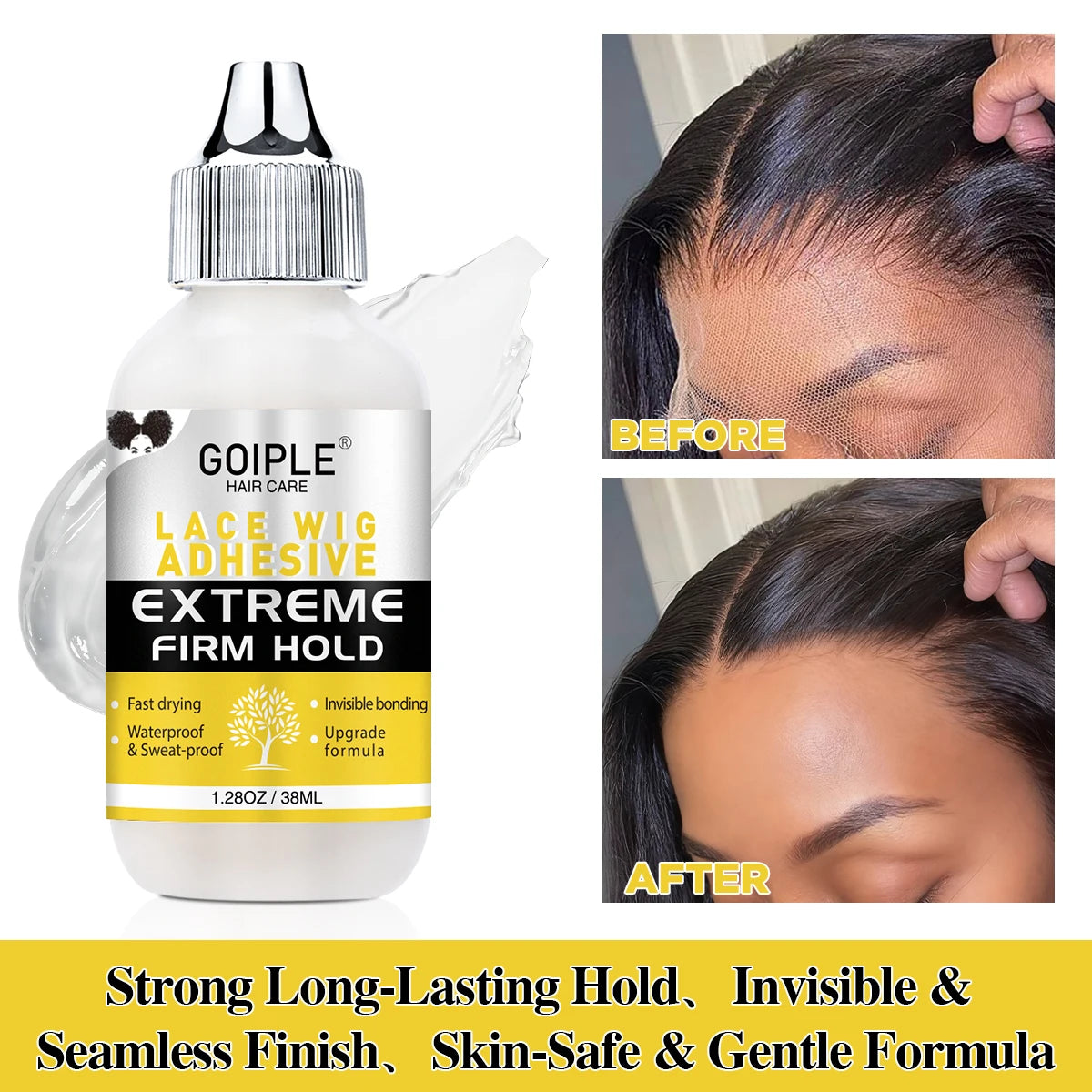 Wig Installation Kit Set Waterproof Lace Glue Wig Glue for Install Melting Spray Lace Melting Spray Water-Resistant Wig Glue