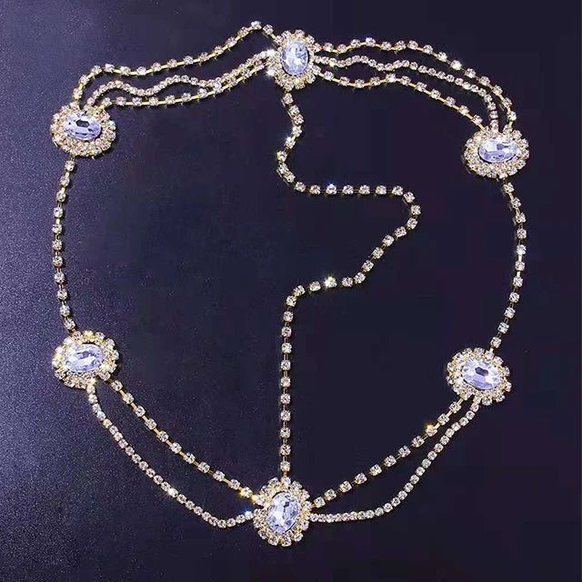 Stonefans Bling Forehead Chain for Women Jewelry Headpiece Rhinestone Chains Crystal Bridal Headwear Luxury Hair Accessories